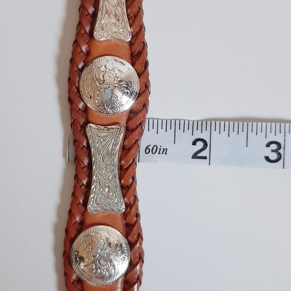 VTG Tony Lama 1 Inch Whipstitch Honey Leather Belt main image 6